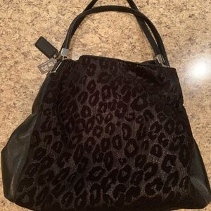Coach black leopard print Edie shoulder bag